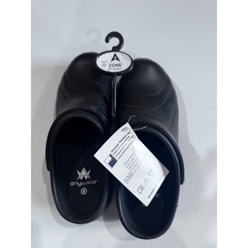 Anywear Zone Womens 8 Black Slip Resistant Clogs Nursing Work Shoes